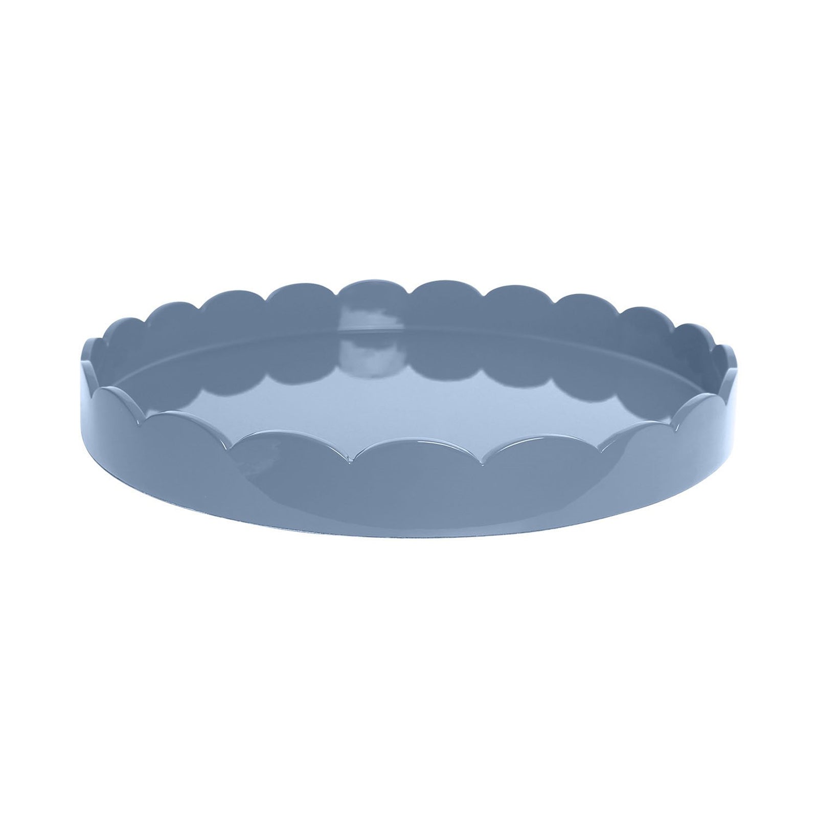 Blue Round Scalloped Serving Tray - Large Decorative Platter for Dining Table, Kitchen Counter, Coffee Table & Home Decor - Perfect for Parties, Entertaining & Display