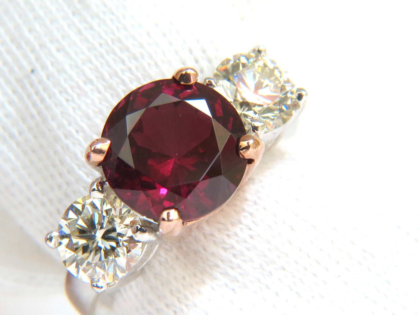 7.33CT Natural Vivid Red Rubellite Diamonds Ring - Classic Three Stone 14K Gold Engagement Ring for Women, Perfect for Valentine's Day, Anniversary & Proposal Gifts