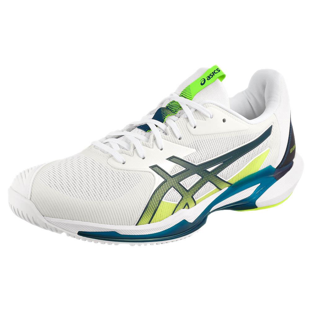 ASICS Men's Solution Speed FF 3 Tennis Shoes - White/Mako Blue - Lightweight Performance Court Shoes for Competitive Play & Training