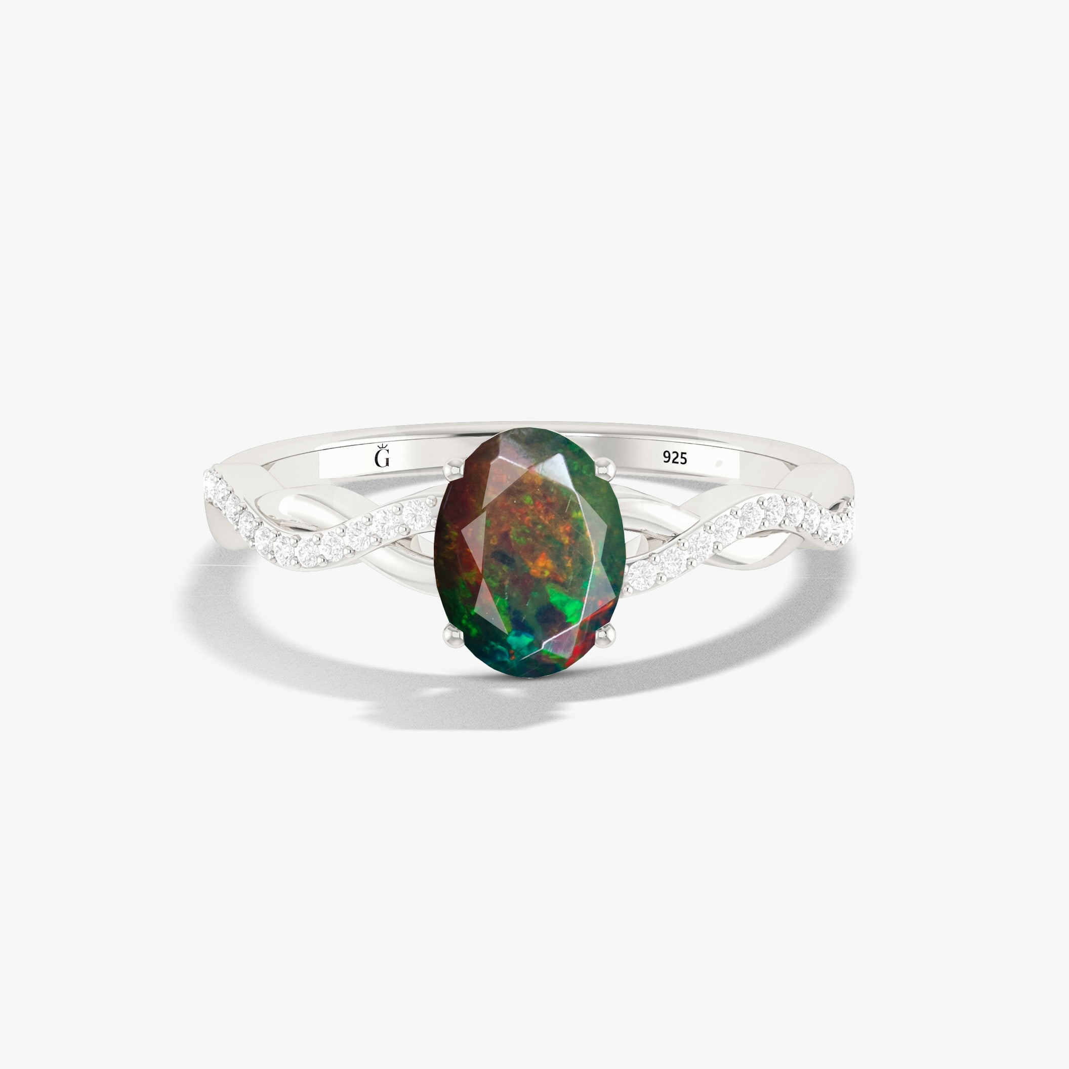 Natural Black Ethiopian Opal Engagement Ring - Genuine Fire Opal Jewelry for Women, Wedding, Proposal & Anniversary Gifts