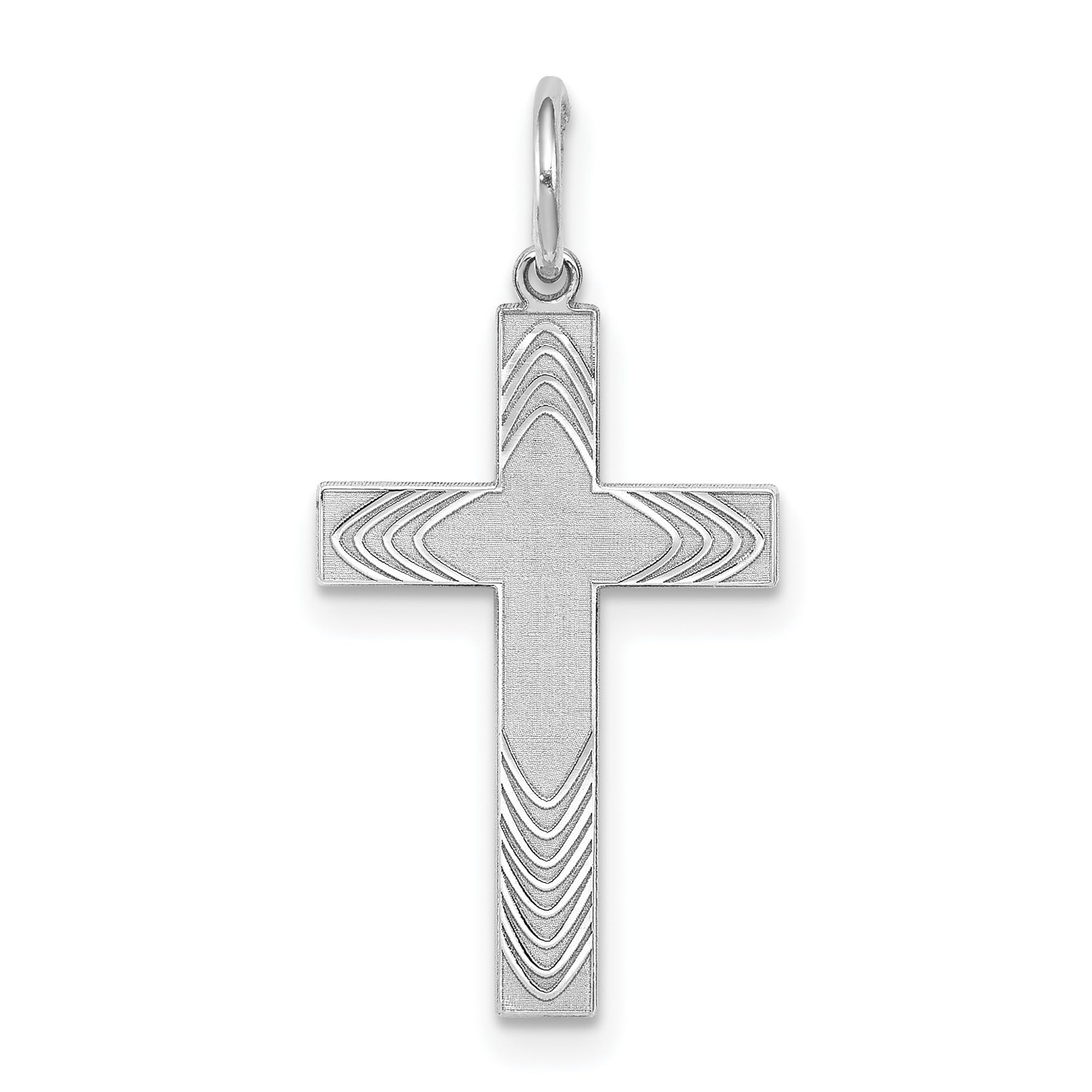 925 Sterling Silver Laser Engraved Cross Pendant Necklace - 20mm x 13mm - Perfect for Religious Gifts, Baptism, Confirmation & Everyday Faith Jewelry