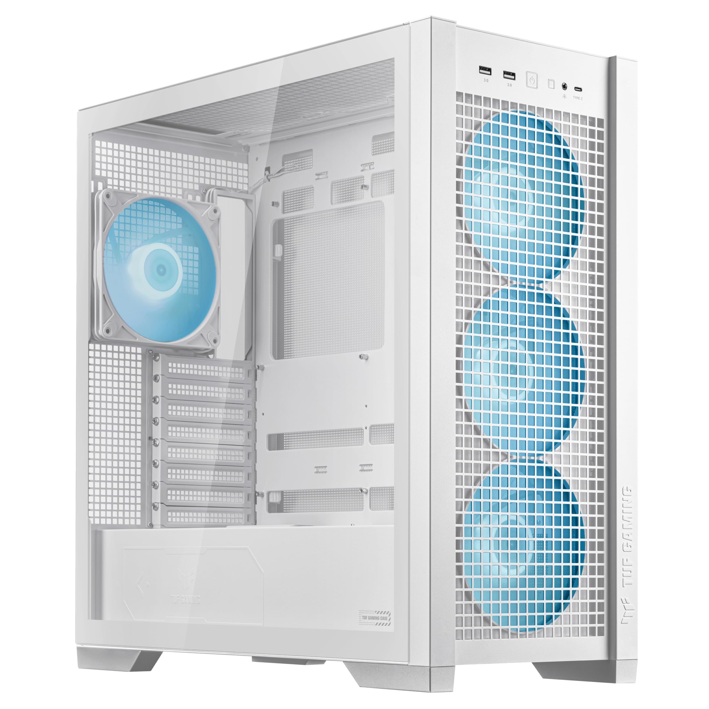 ASUS TUF Gaming GT302 ARGB White Edition ATX Mid-Tower PC Case - 4x 140mm ARGB Fans for Optimal Airflow & Cooling, Interchangeable & Detachable Panels, Hidden-Connector MB Support - Perfect for Gaming Rigs & High-Performance PC Builds
