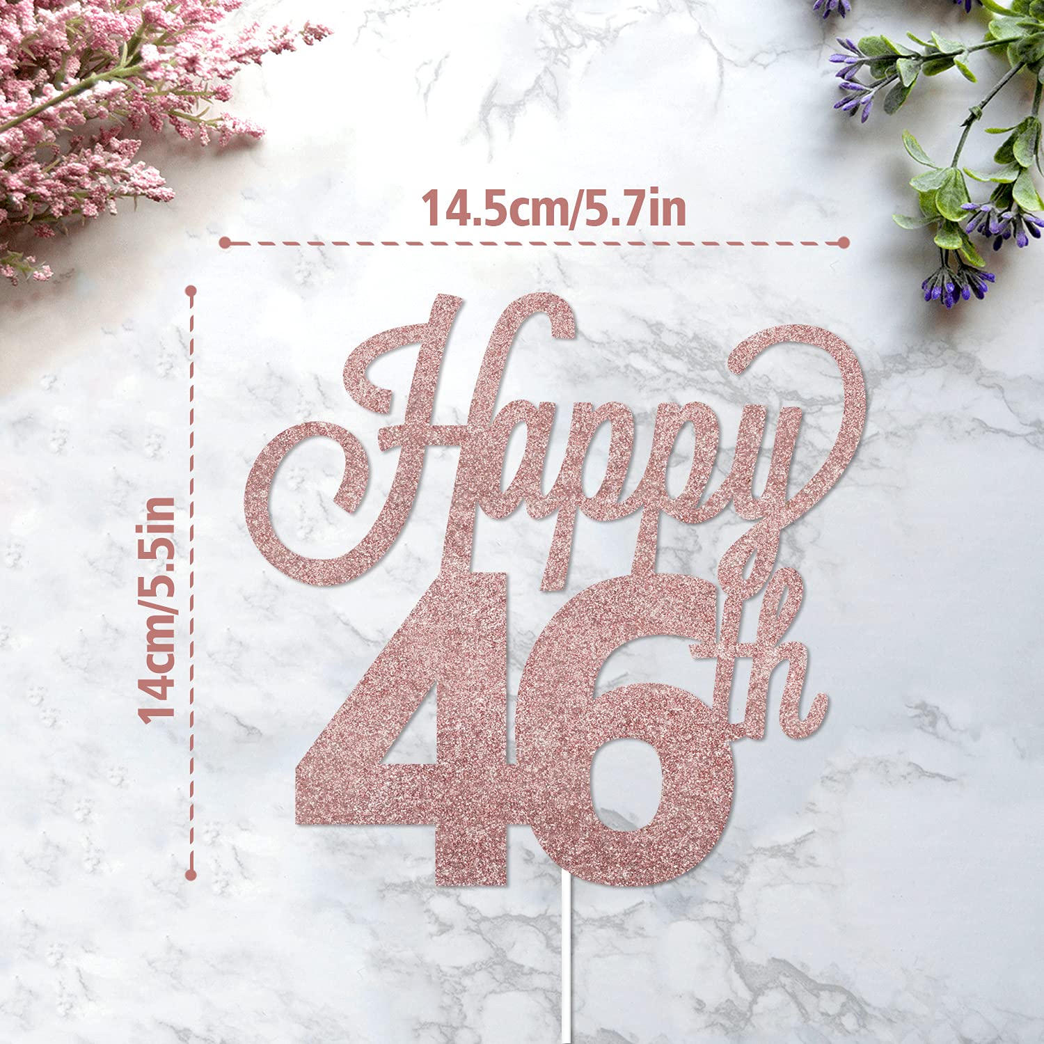 LINGTEER 46th Birthday Cake Topper - Cheers to 46 Years Old Party Decorations, Gold Foil Cake Sign for Anniversary Celebration | Perfect for Birthday Parties, Milestone Events & Photo Backdrops