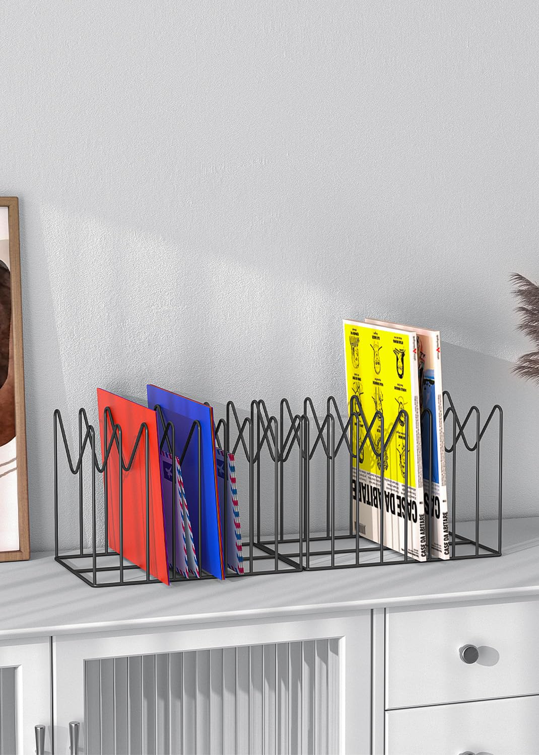 4-Pack Steel Wire File Organizer for Desk - Black File Folder Holder, Rack & Stand with 8 Sections - Anti-Scratch & Rustproof Desktop Document Sorter - Perfect for Office, Home & School Organization