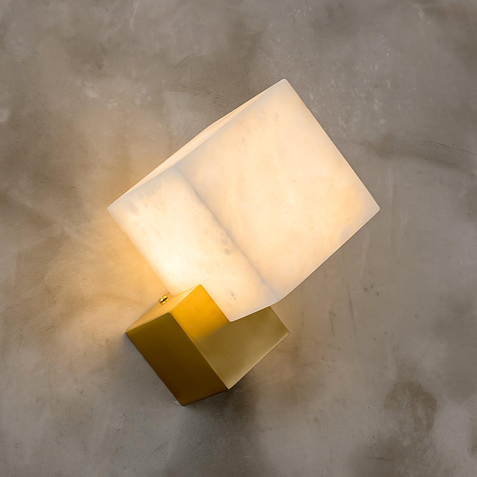 Elegant Block Alabaster Wall Sconce - Modern LED Wall Light Fixture for Bedroom, Living Room & Hallway Lighting