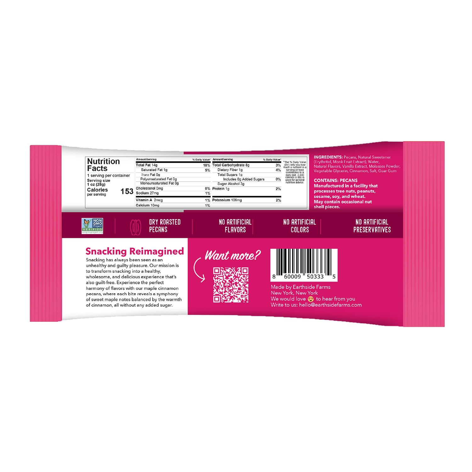 Earthside Farms Maple Cinnamon Pecans - Keto Friendly Candied Nuts Snack Packs | Healthy Trail Mix for Adults | Perfect for Office Snacks, Hiking & Travel