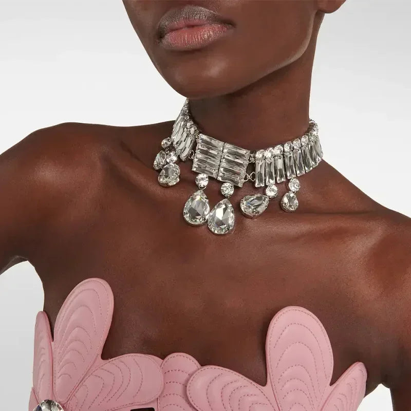 Exaggerated Large Crystal Choker Necklace - Luxury Water Drop Rhinestone Statement Collar for Women | Elegant Evening Wear & Special Occasion Jewelry