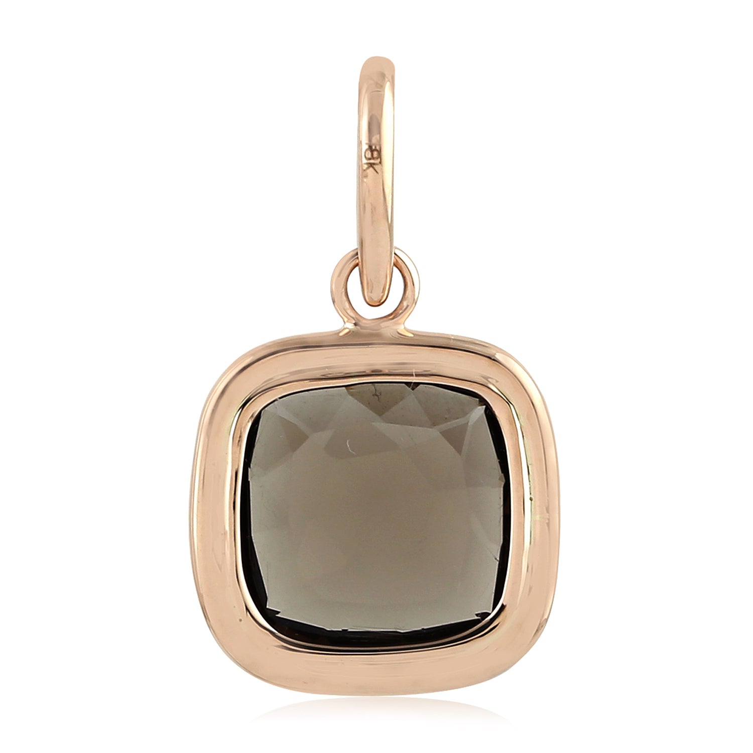 18K Rose Gold Cushion Cut Smoky Quartz Pendant with Pave Diamonds | Elegant Jewelry Gift for Women, Perfect for Anniversaries & Special Occasions
