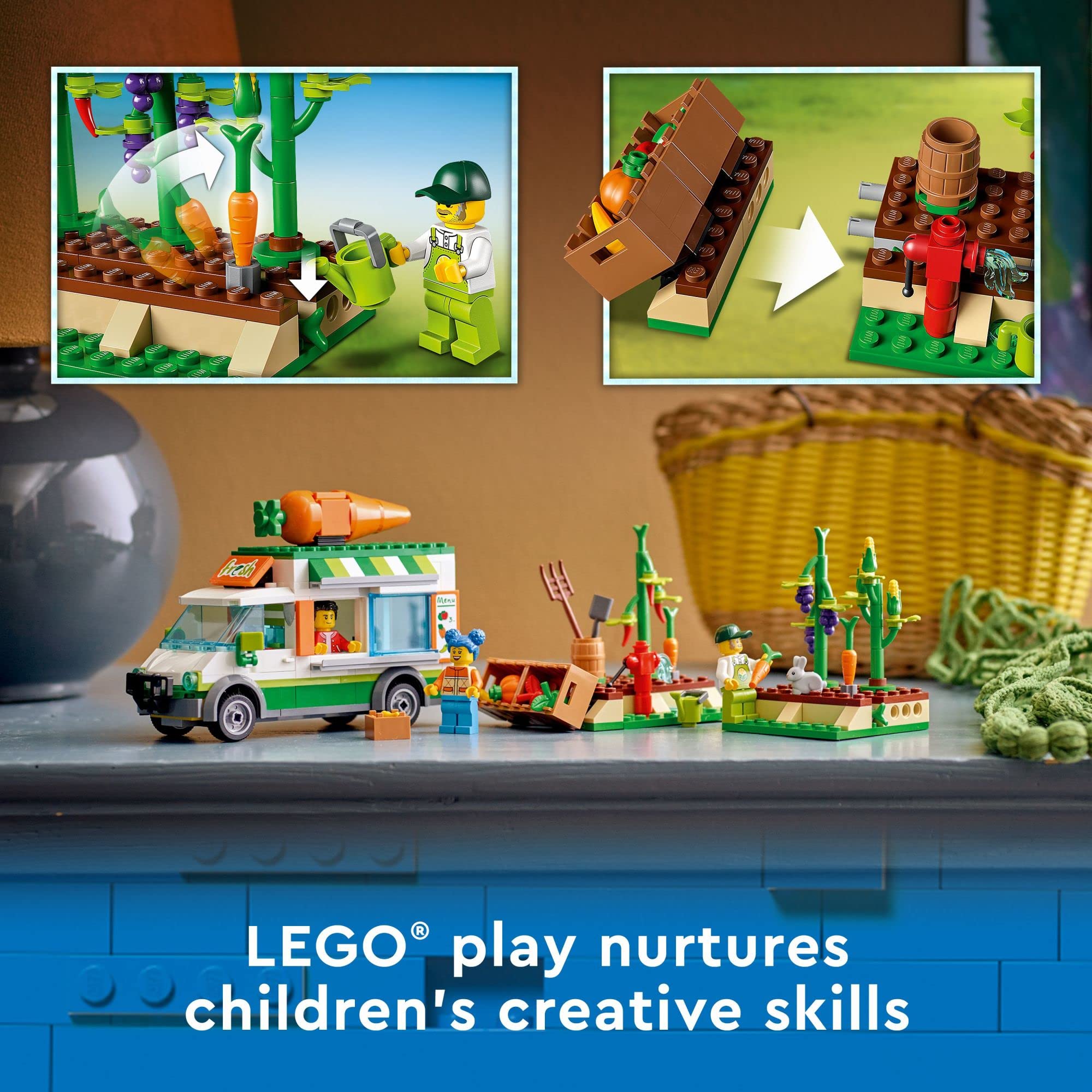 LEGO 60345 City Farmers Market Food Truck Toy Set with Van & Food Stand - Fun Farm-Themed Building Kit for Kids Ages 5+ | Pretend Play, Birthday Gift & STEM Learning Activity