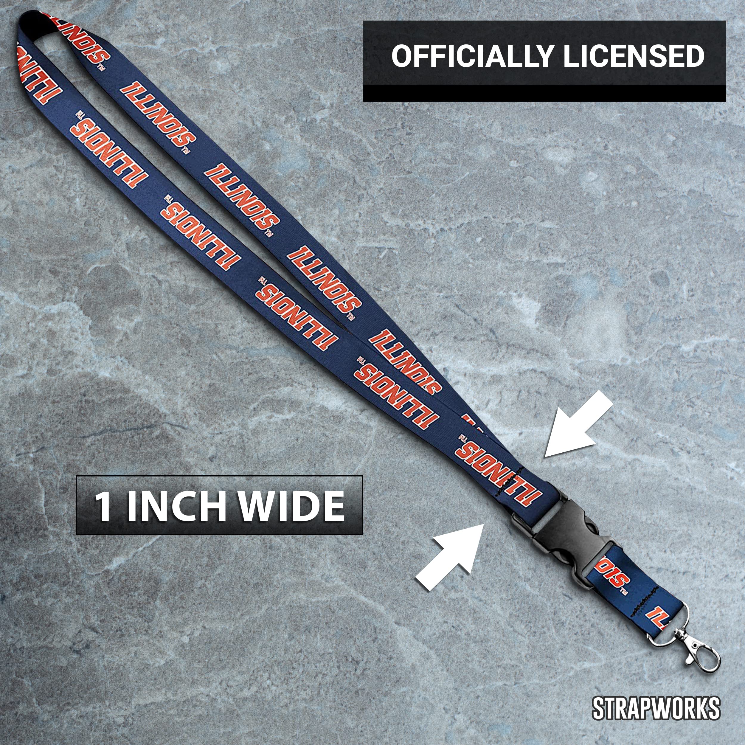 University of Illinois Lanyard - Blue Satin Keychain Necklace, 1 Inch ID Badge Holder for Students, Faculty & Staff - Perfect for Campus Events, Work & School Accessories