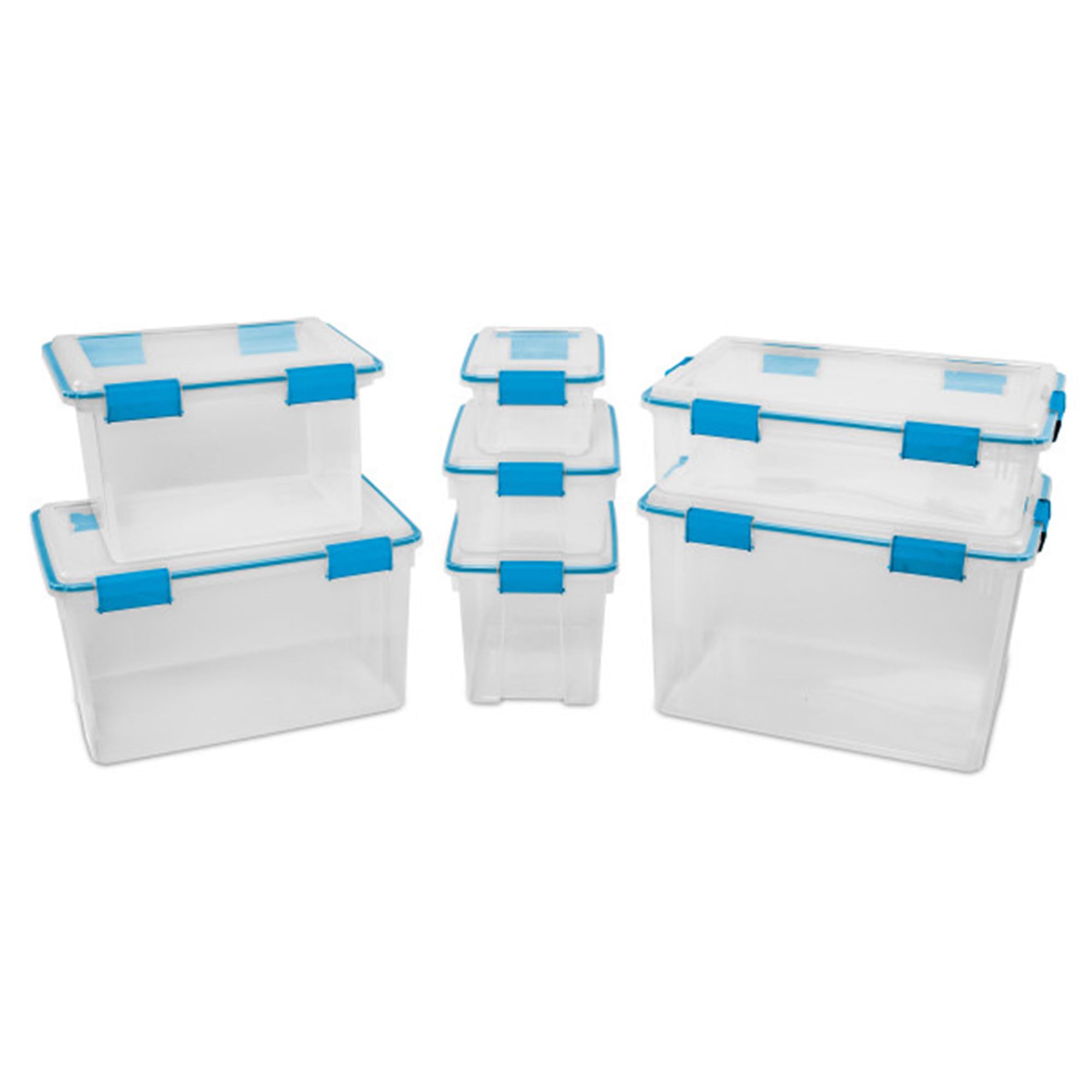 Sterilite 8-Pack 80 Quart Weatherproof Storage Bins with Secure Latching Lids - Airtight Plastic Containers for Home Organization, Garage Storage & Outdoor Gear Protection