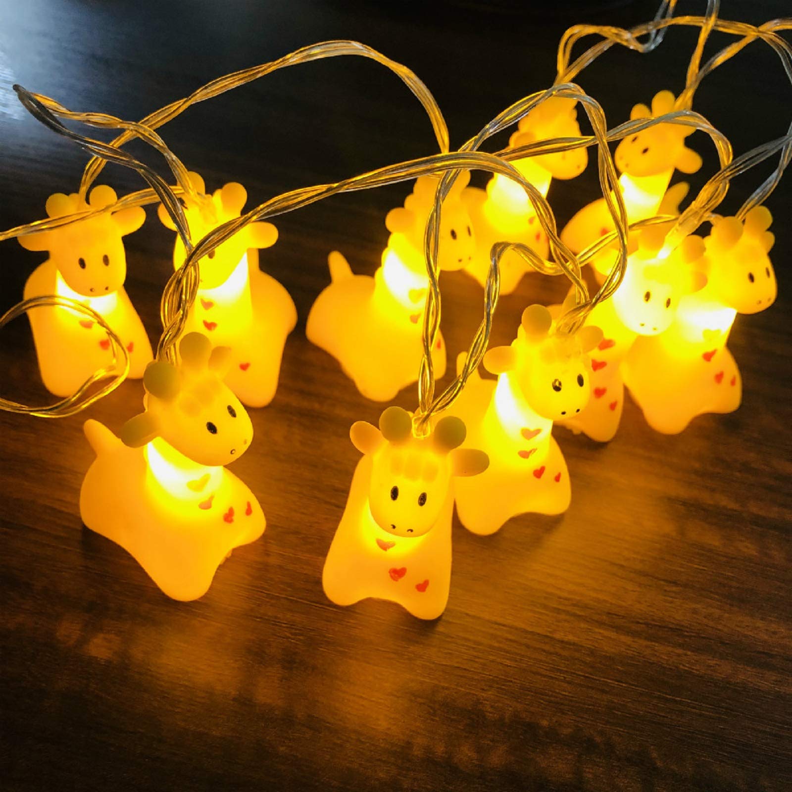 Battery Operated Giraffe String Lights - 10 LED Animal Night Lights for Kids Bedroom, Birthday Party & Camping Decor (1.65m) - Perfect for Nursery, Baby Shower & Outdoor Adventures