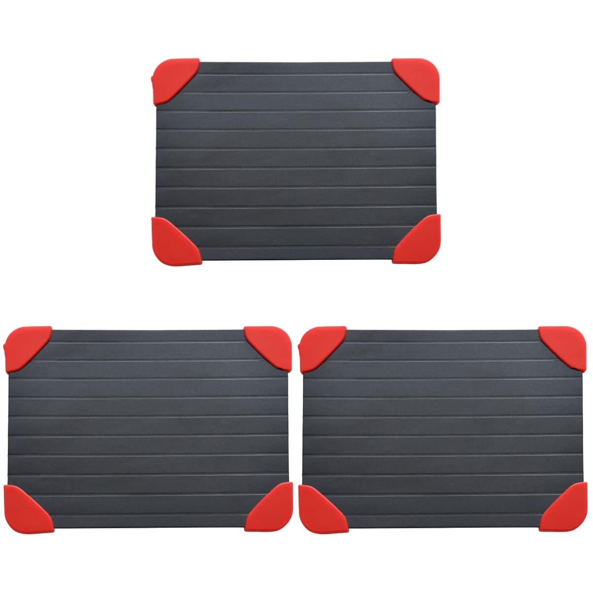 Luxshiny 3-Piece Fast Defrosting Tray Set - Quick Thawing Plate for Meat, Fish & Frozen Foods | Rapid Heat Diffuser for Safe & Even Thawing | Perfect for Kitchen, BBQ & Meal Prep