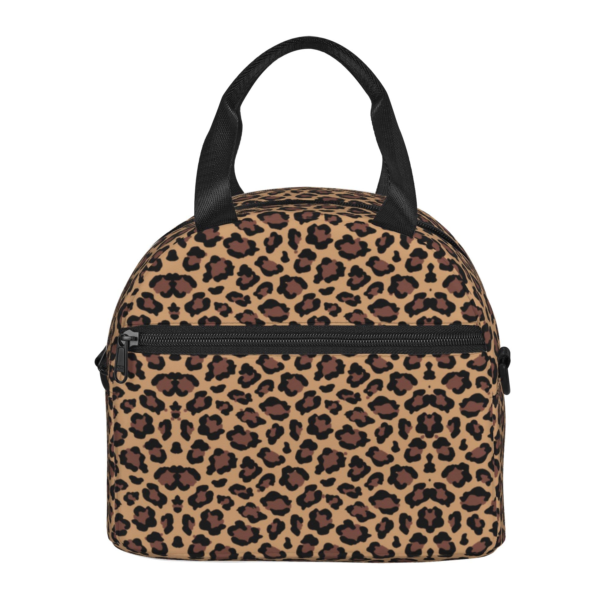 Leopard Print Insulated Lunch Bag - Reusable Cheetah Lunch Box for Kids & Adults, Leopard Cooler Tote with Shoulder Strap for School, Office, Picnic, Travel & Outdoor Activities