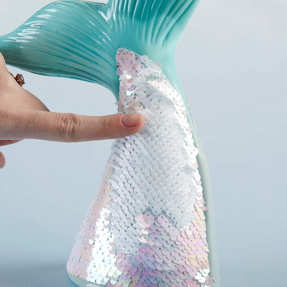 Reversible Sequin Mermaid Piggy Bank - Baby Room Decor for Savings & Gifts