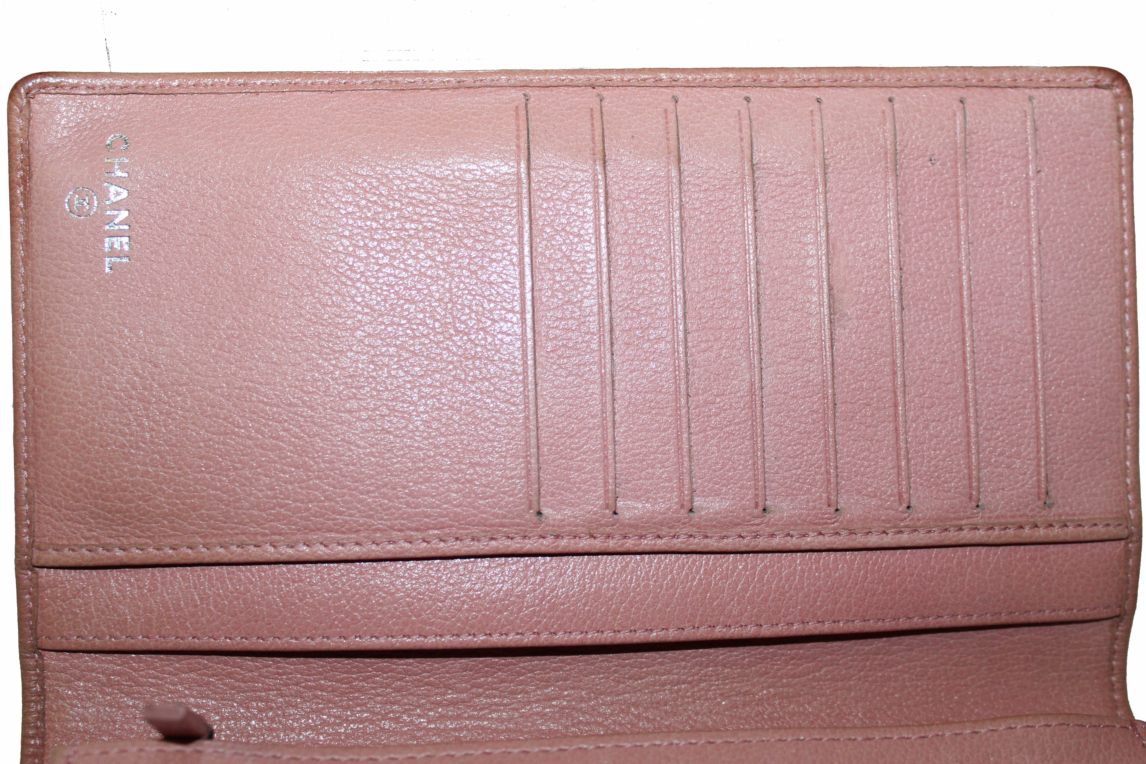 Authentic Chanel Pink Calfskin Leather Flap Camellia Wallet - Luxury Designer Women's Wallet for Everyday & Special Occasions