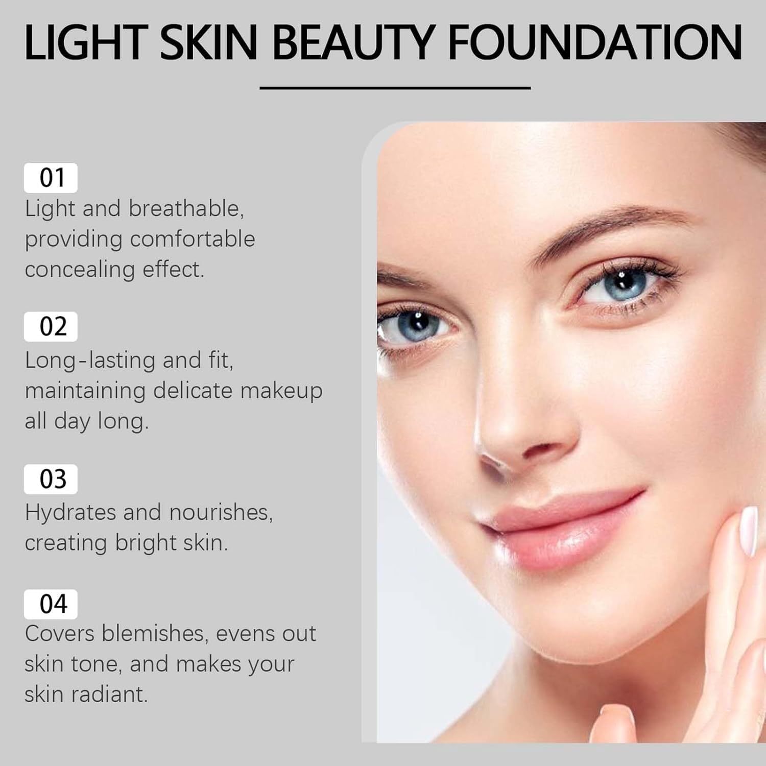 PrimeSkin CC Cream Foundation - 1.8 Fl Oz/30ml, Lightweight Liquid Makeup with SPF, Natural Coverage for Women (Shade 02) | Perfect for Daily Wear, Office & Special Occasions