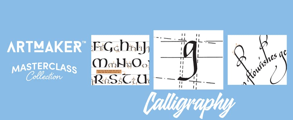 Art Maker Masterclass Collection: Complete Calligraphy Kit for Beginners to Advanced - Premium Calligraphy Pens, Ink & Guide Book - DIY Hand Lettering & Modern Calligraphy Supplies - Perfect for Wedding Invitations, Gift Wrapping & Home Decor