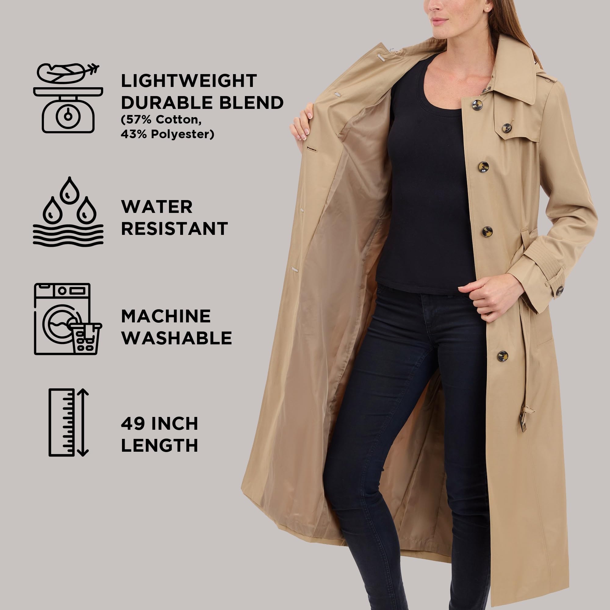 London Fog Women's Trench Coat with Belt - Stylish for Work & Travel