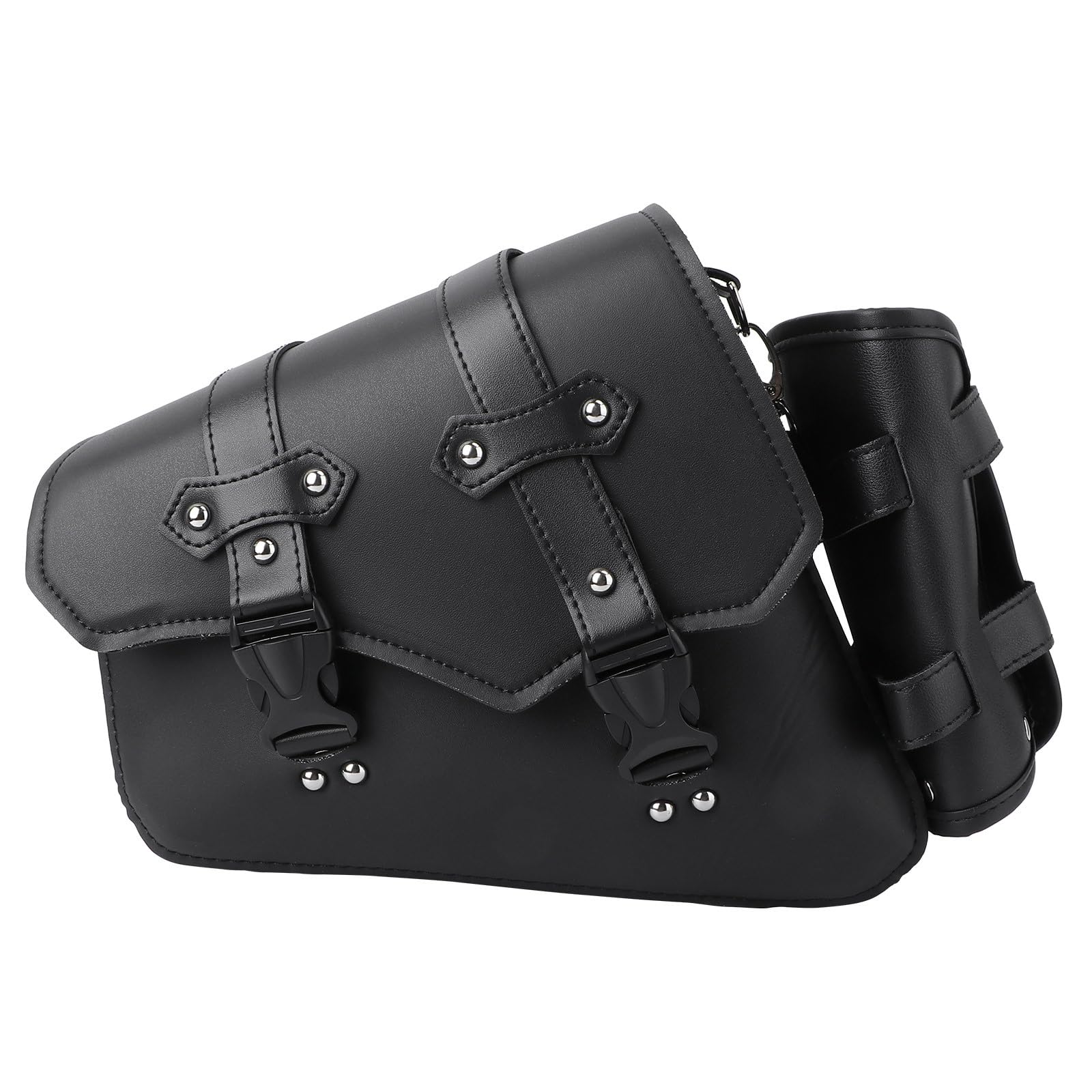 Garneck Motorcycle Swingarm Bag with Metal Buckle - Left Side Quick Release Black Storage Pouch for Harley Sportster, Night Rod & Shadow - Perfect for Road Trips & Daily Commuting