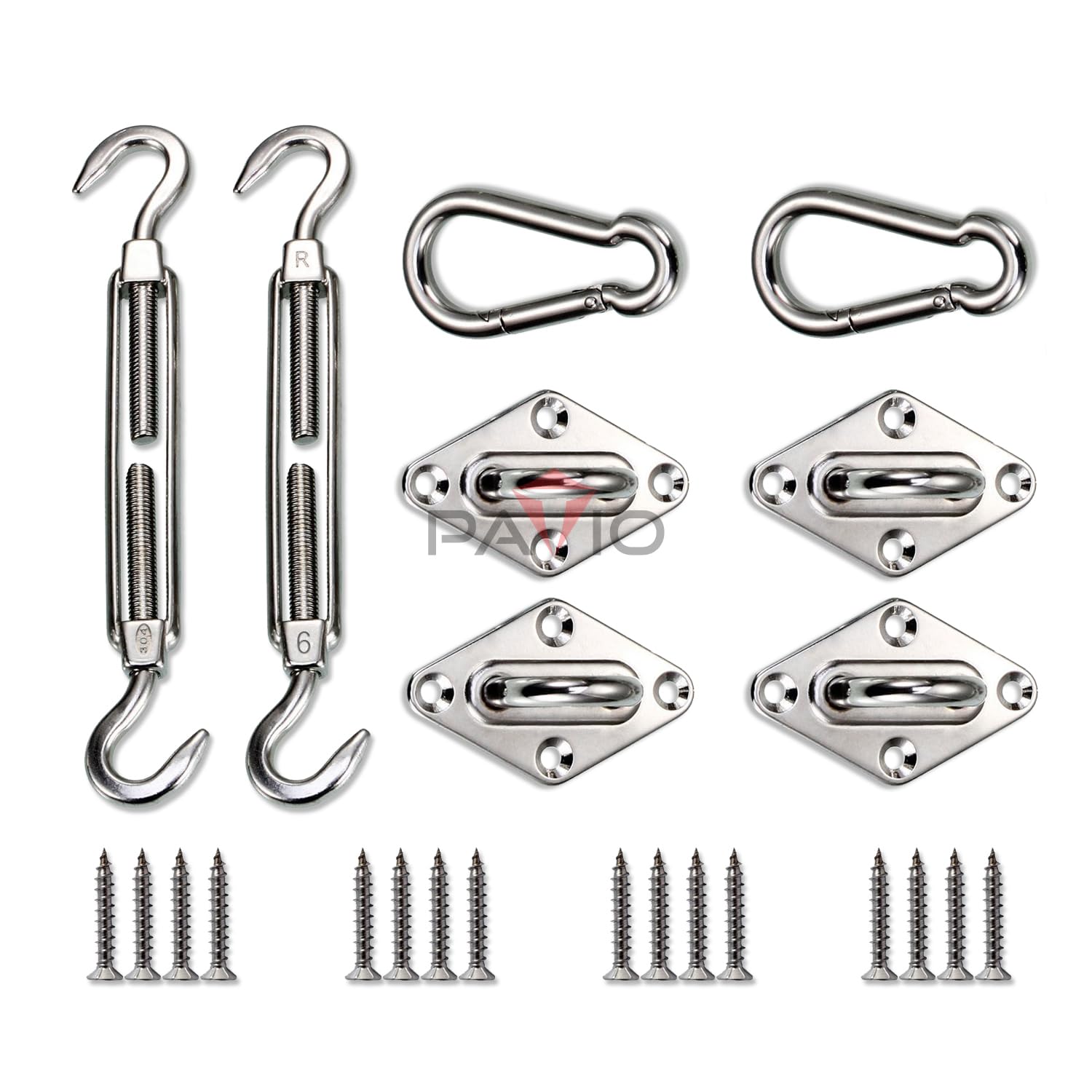 6 Inch Heavy Duty Shade Sail Hardware Kit for Triangle & Rectangle Sun Shades - Outdoor Garden Canopy Installation for Patio, Backyard, and Poolside Shade Solutions