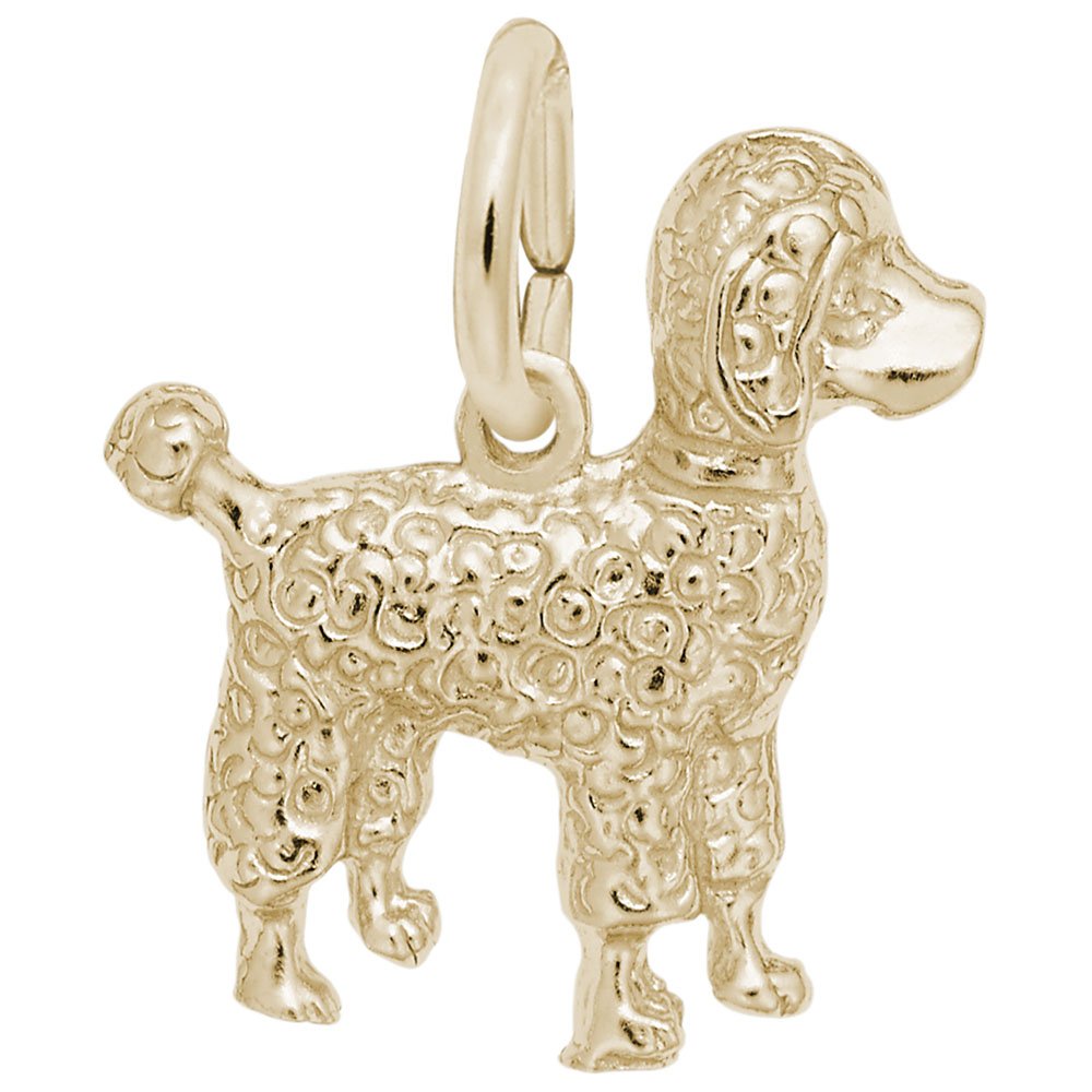 10K Yellow Gold Poodle Charm for Bracelets & Necklaces - Perfect Gift for Dog Lovers