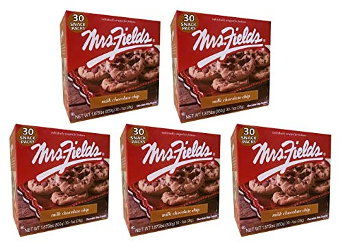 Mrs Fields Milk Chocolate Chip Cookies 1oz (30 Count) - Bulk Pack of 5 | Individually Wrapped Snacks for Office, School & Travel