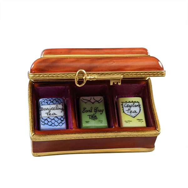 Limoges Tea Chest - Elegant Hand-Painted Porcelain Tea Box for Storage & Display | Perfect for Tea Lovers, Home Decor & Gift Giving