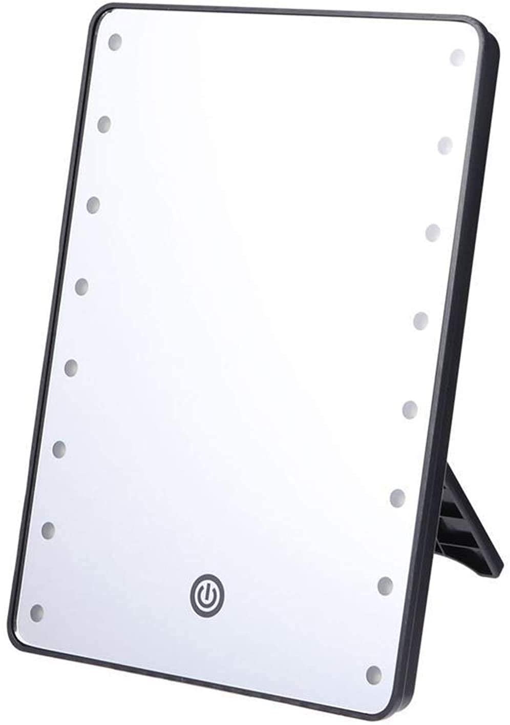 Guomipai 8/16 LED Makeup Mirror with Touch Dimmer Switch - Battery Operated Vanity Mirror for Tabletop, Bathroom & Travel - 360° Adjustable Cosmetic Mirror (16 LEDs, Black) - Perfect for Makeup Application, Skincare Routine & Hair Styling