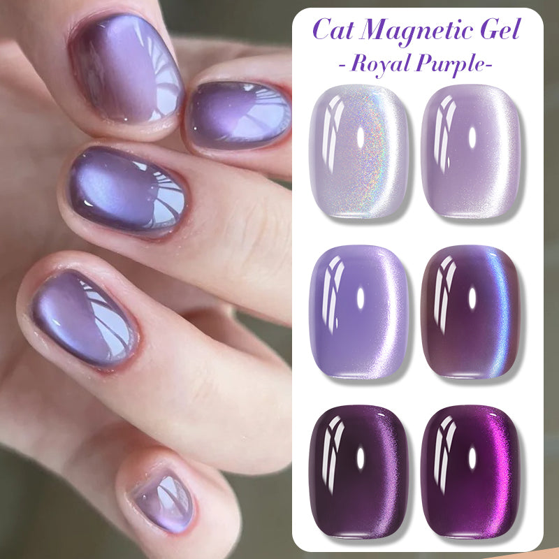 Purple Collection Cat Magnetic Gel Nail Polish 10ml - Long Lasting UV LED Nail Art for Salon & Home Manicure
