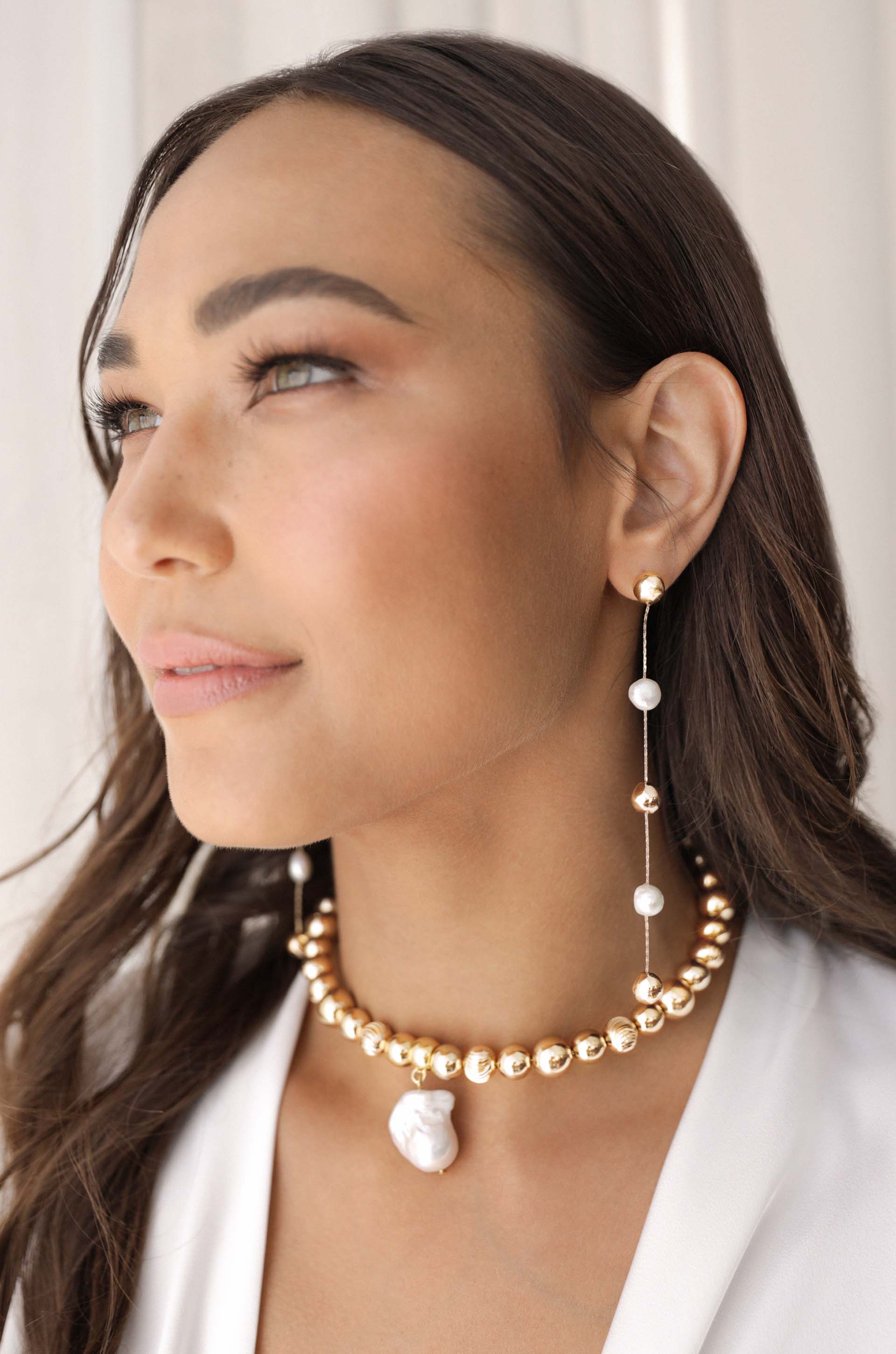 Elegant Freshwater Pearl Drop Earrings for Women - Handmade Dangle Earrings with Alternating Pearls - Perfect for Weddings, Parties & Special Occasions