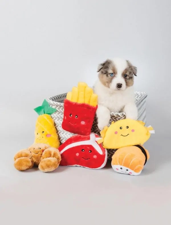 ZippyPaws NomNomz Squeaky Plush French Fries Dog Toy - Cute Interactive Puppy Chew Toy for Small & Medium Dogs - Perfect for Playtime, Training & Cuddling