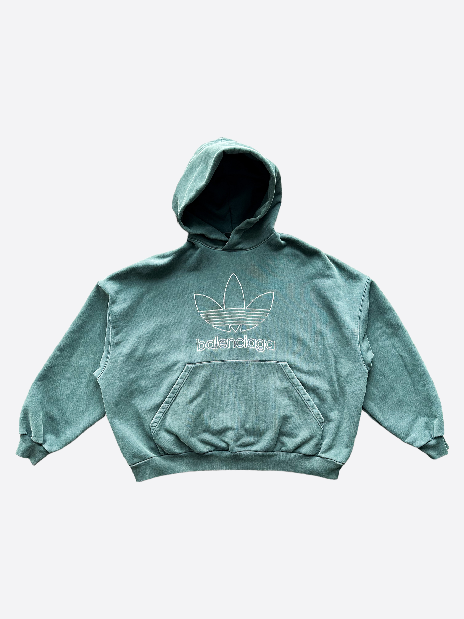 Balenciaga x Adidas Green Oversized Unisex Logo Hoodie - Streetwear Fashion for Men & Women | Perfect for Casual Wear, Gym, and Urban Outfits