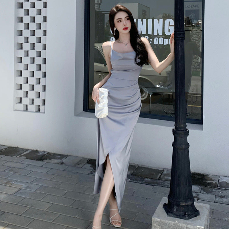 Elegant Green Summer Maxi Dress with High Slit - Perfect for Evening Parties, Weddings & Beach Vacations