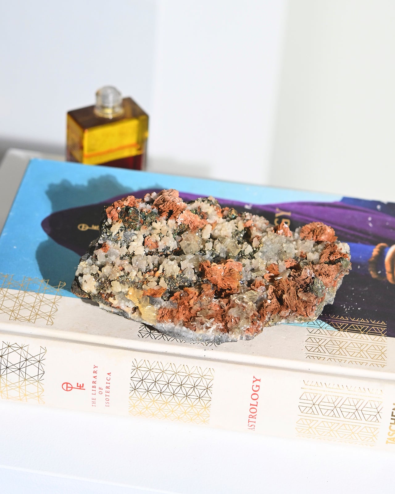 Natural Chalcopyrite Hematite Red Quartz Crystal Cluster with Galena - Healing Stones for Meditation, Reiki, and Home Decor