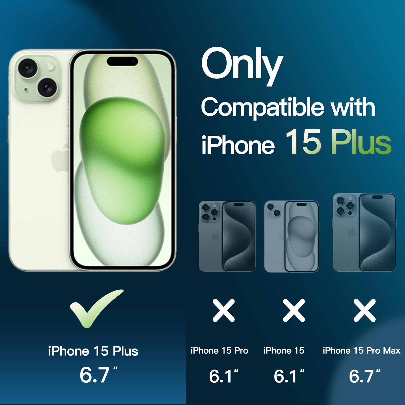JETech 5-in-1 Matte Protective Case for iPhone 15 Plus 6.7-Inch | 2-Pack Tempered Glass Screen Protectors + Camera Lens Protector | Shockproof Translucent Back Cover (Green) - Perfect for Everyday Use, Travel & Outdoor Activities