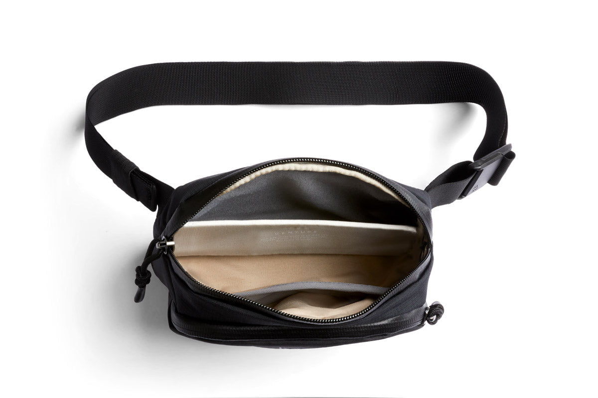 Bellroy Venture Hip Pack 1.5L - Water-Resistant Waist Bag for Travel, Hiking & Everyday Use - Compact Crossbody Fanny Pack with Adjustable Strap (Black)
