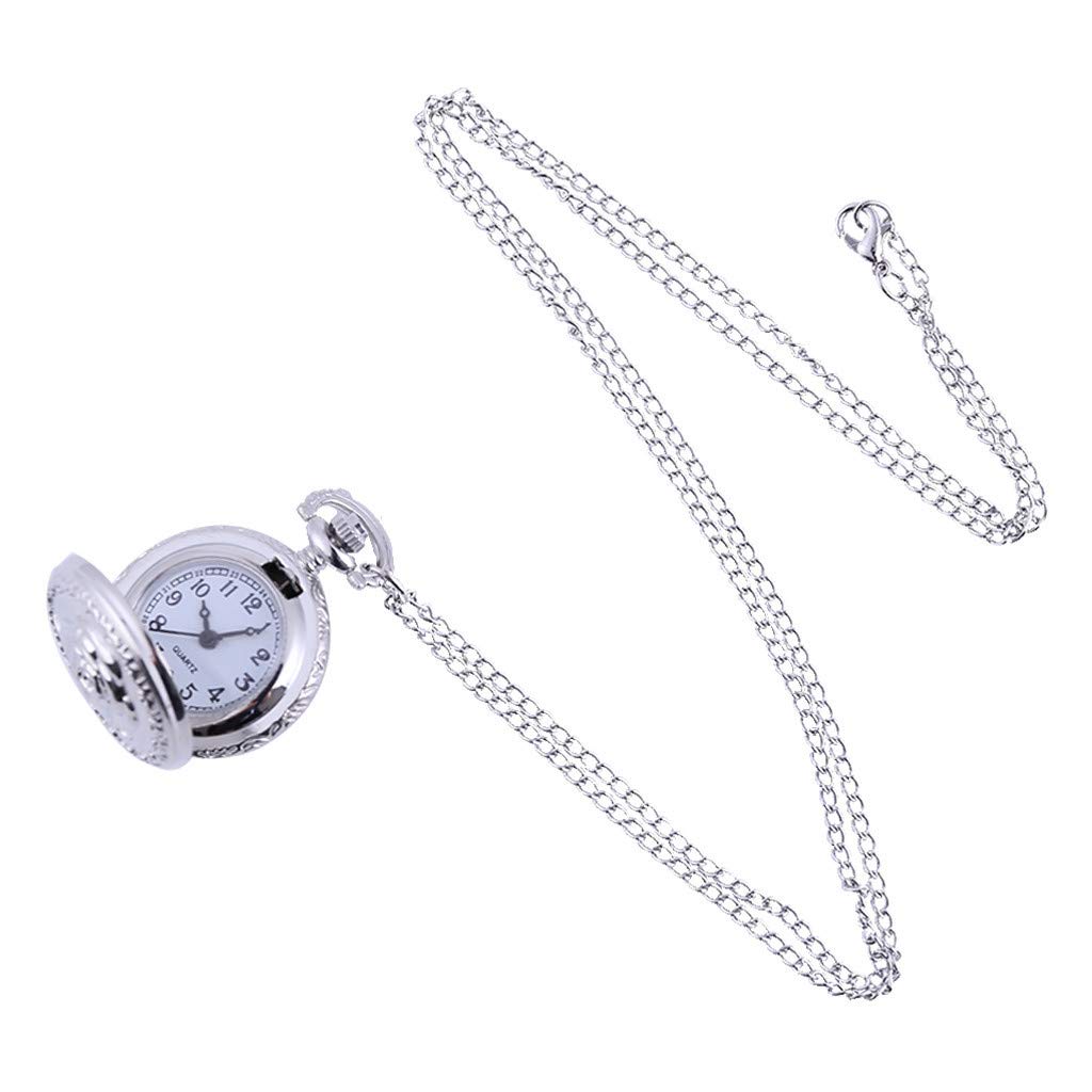 Stylish Men's Retro Quartz Watch with Large Pocket & Engraved Design - Silver One Size - Perfect for Casual Wear, Office & Gift Giving