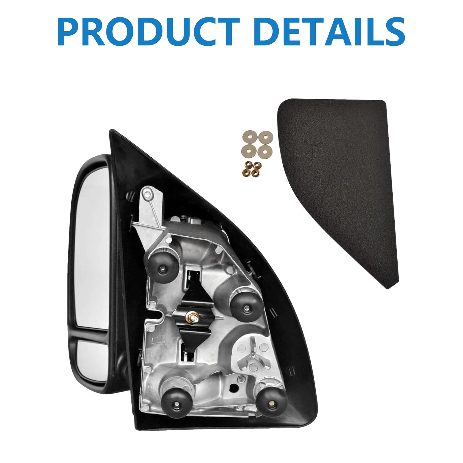 Heavy Duty Towing Mirrors Pair for 1999-2007 Ford F-250 F-350 F-450 F-550 Super Duty & 2000-2005 Excursion - Manual Adjust Black Left & Right Side - Perfect for Trailering, RV Towing and Enhanced Visibility