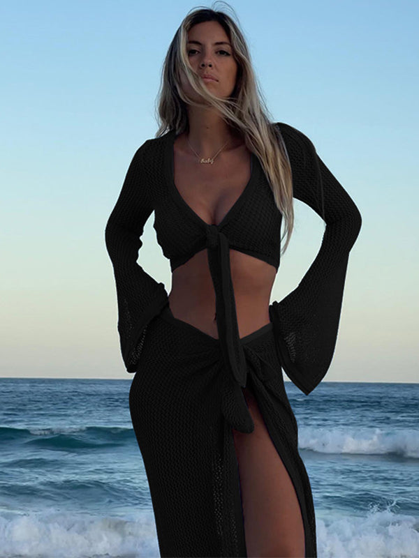 ZASUWA Women's Sexy Fishnet 2-Piece Bikini Cover Up Dress - Beachwear, Pool Party, Summer Vacation Outfit