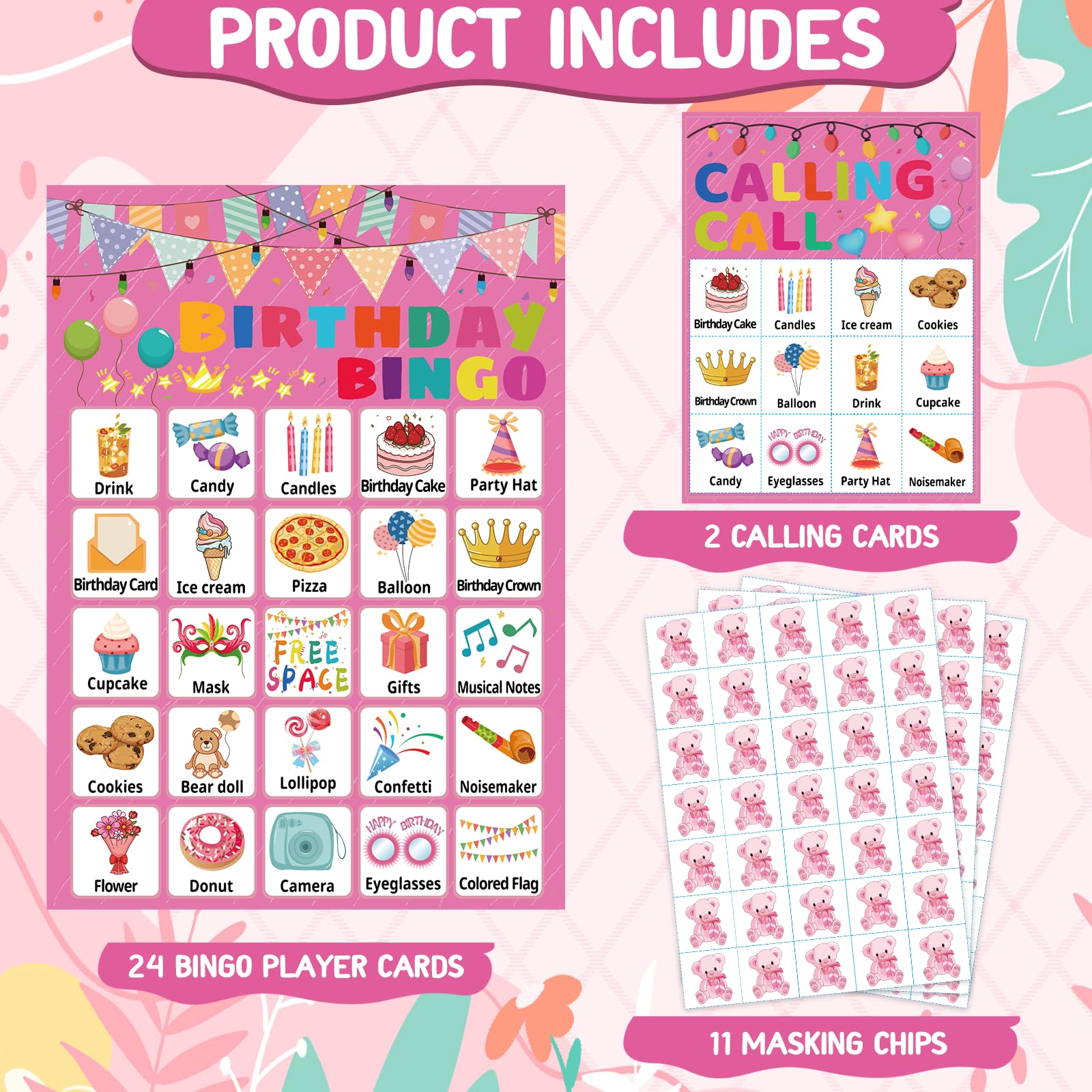 Fun Birthday Bingo Game Set for Kids, Teens & Adults - 24 Player Bingo Cards for Classroom, Family Parties & Holiday Celebrations | Perfect for School Events, Birthday Parties & Group Activities
