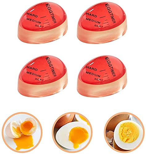 4 Pack Eco-Friendly Resin Egg Timers - Heat Sensitive Color Changing Kitchen Timer for Soft, Medium & Hard Boiled Eggs | BPA Free, Food Grade Safe | Perfect for Cooking, Meal Prep & Kitchen Decor