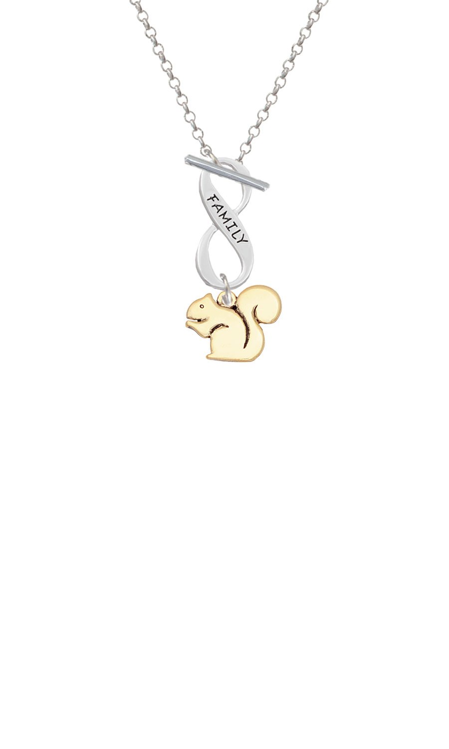 Delight Jewelry Goldtone Squirrel Family Infinity Toggle Chain Necklace - Perfect Gift for Animal Lovers, Nature Enthusiasts & Jewelry Collectors | Great for Everyday Wear, Special Occasions & Mother-Daughter Matching Sets