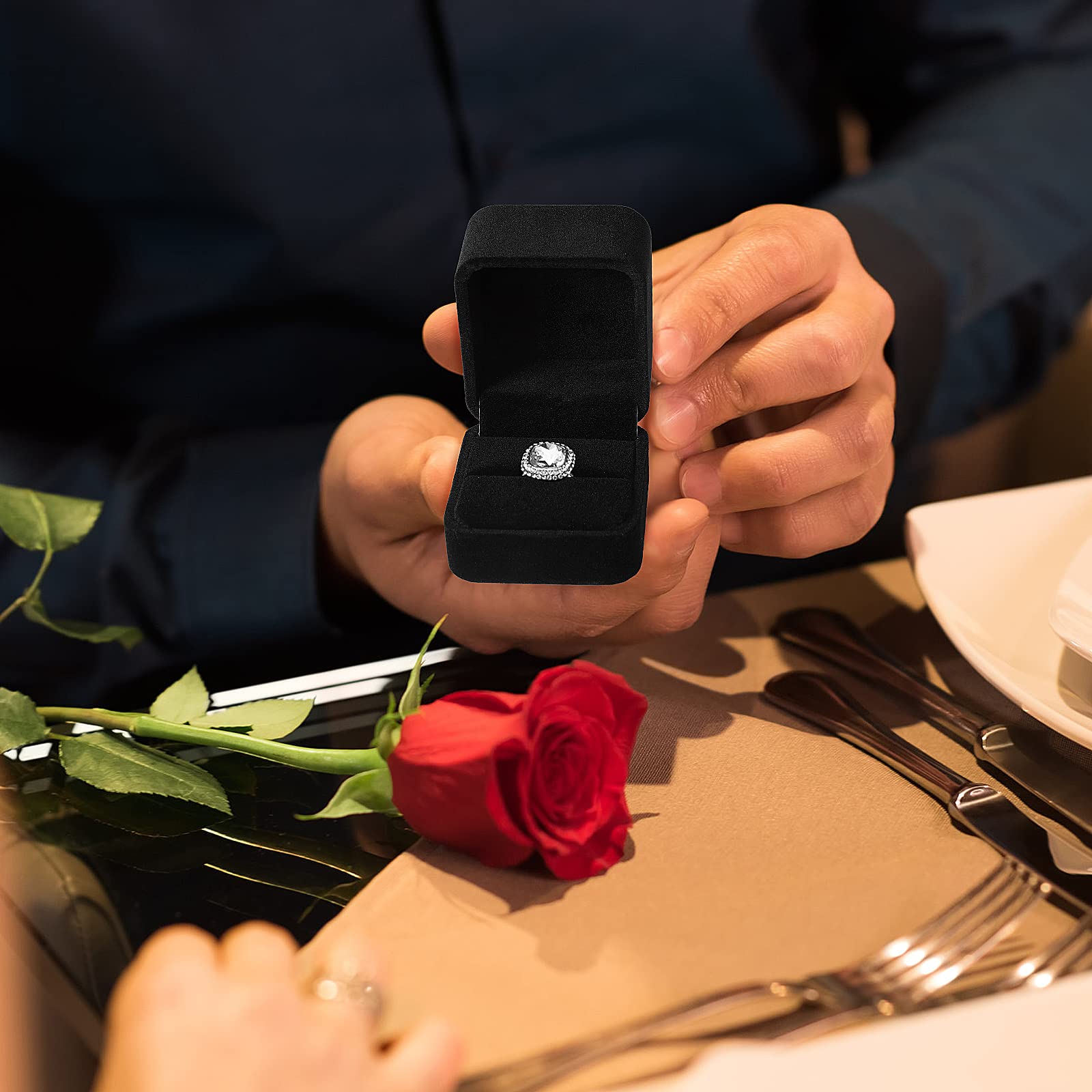 BBTO 36-Piece Bulk Velvet Ring Box Set - Elegant Wedding Engagement Ring Gift Box for Proposals, Jewelry Display Case - Perfect for Anniversaries & Birthdays (Black) | Ideal for Wedding Ceremonies, Jewelry Storage & Gift Giving