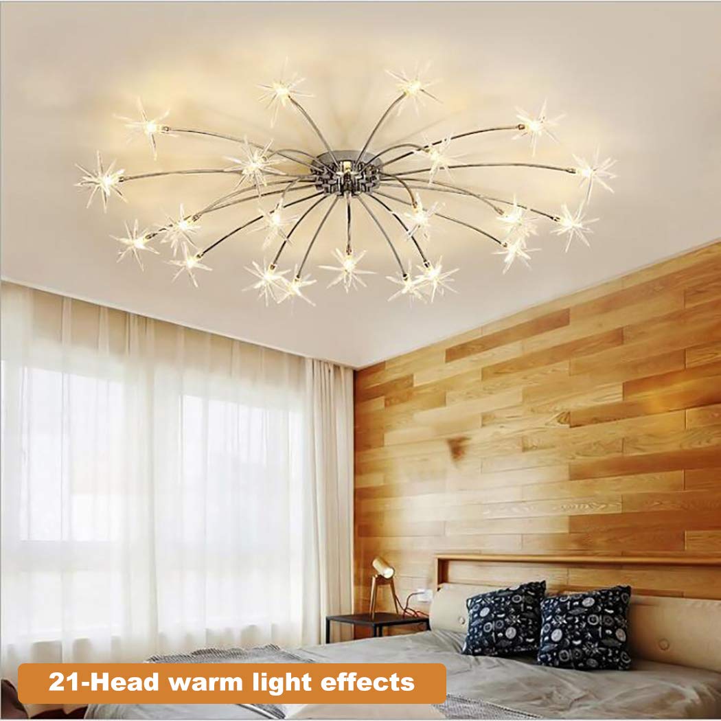 Modern LED Chandelier - Crystal Glass Meteor Shower Pendant Light with Dandelion Design, G4 No Light Source - Elegant Home & Office Lighting for Living Room, Bedroom, Dining Area