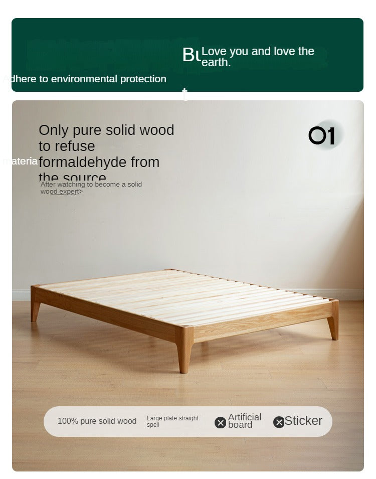 Modern Minimalist Oak Solid Wood Tatami Bed - Japanese Style Platform Bed Frame for Small Spaces, Guest Rooms & Zen Bedrooms