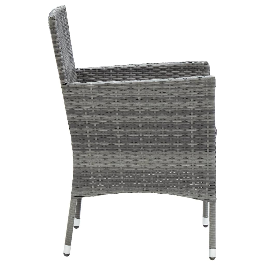 4-Piece Gray Poly Rattan Patio Dining Chairs Set with Cushions - Outdoor Garden Furniture for Backyard, Poolside & Terrace Dining