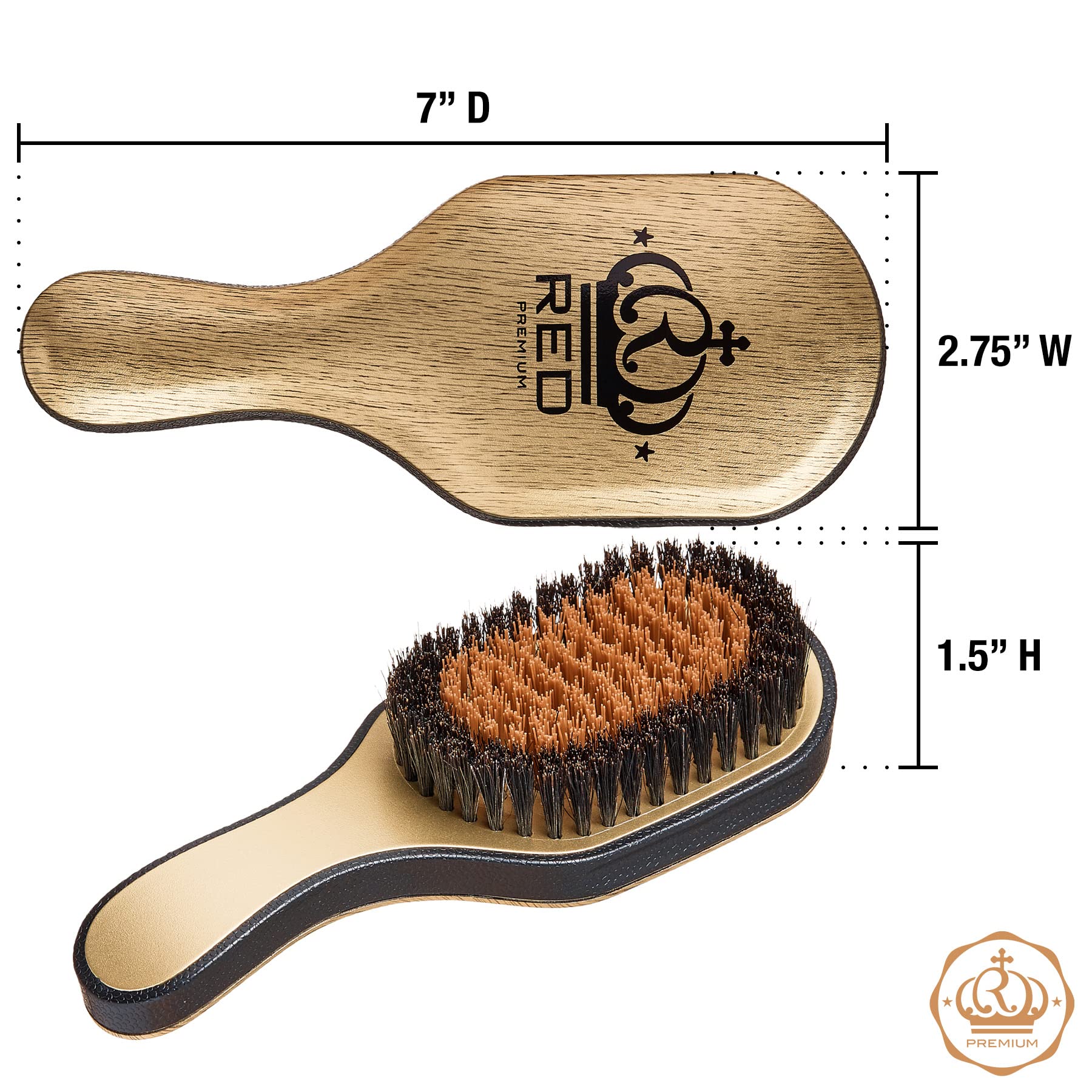 Premium Boar Bristle Hair Brush for Men - 360 Wave Brush with Curved Design for Perfect Waves | Medium Hard Bristles for Thick Hair | Pocket-Sized for Travel & Gym Use