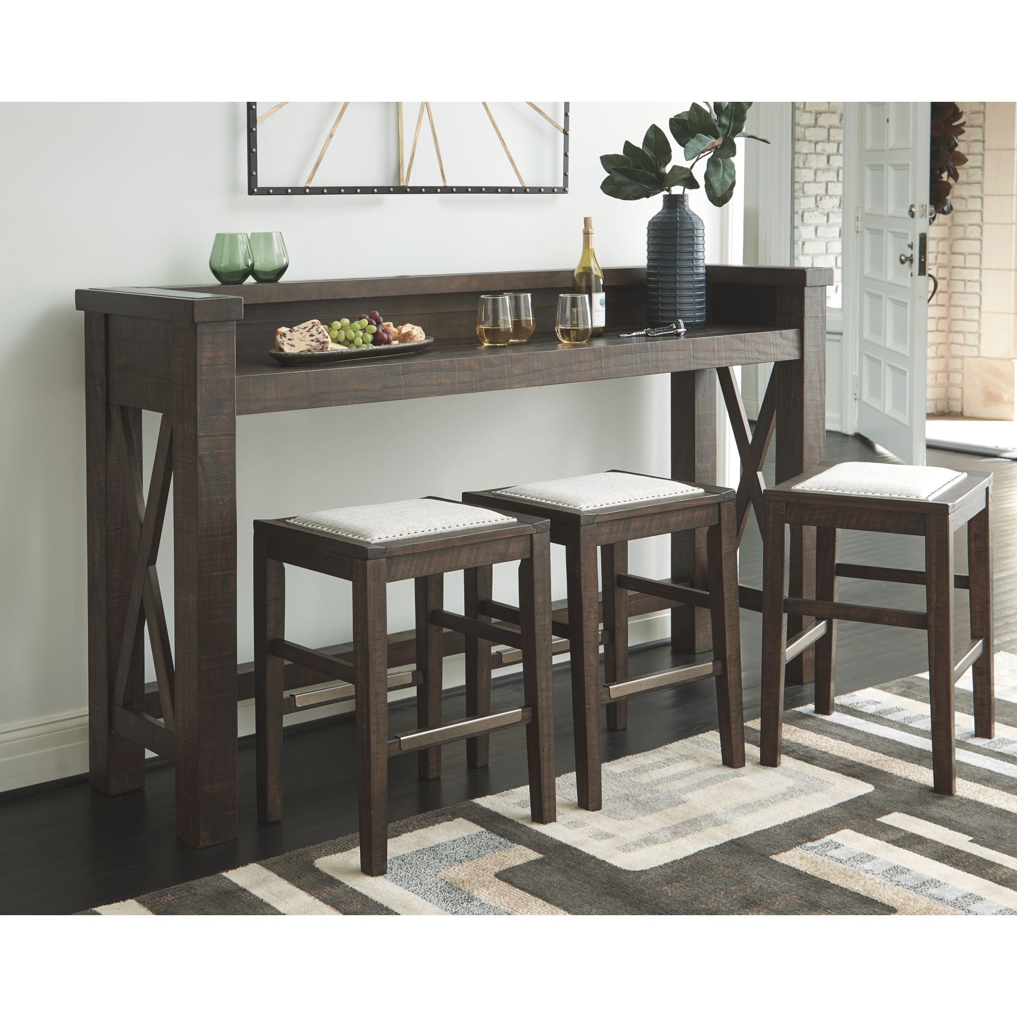 Handcrafted Dark Brown Wooden Bar Counter - D498 65 - Perfect for Home Bars, Restaurants & Entertainment Spaces