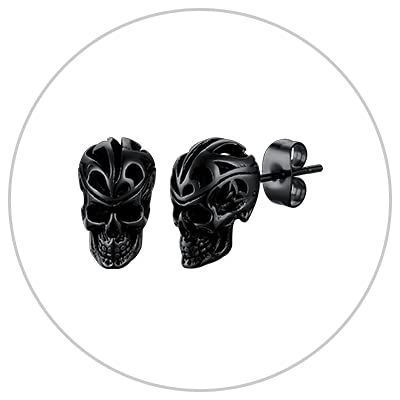 Celtic Skull Studs-black